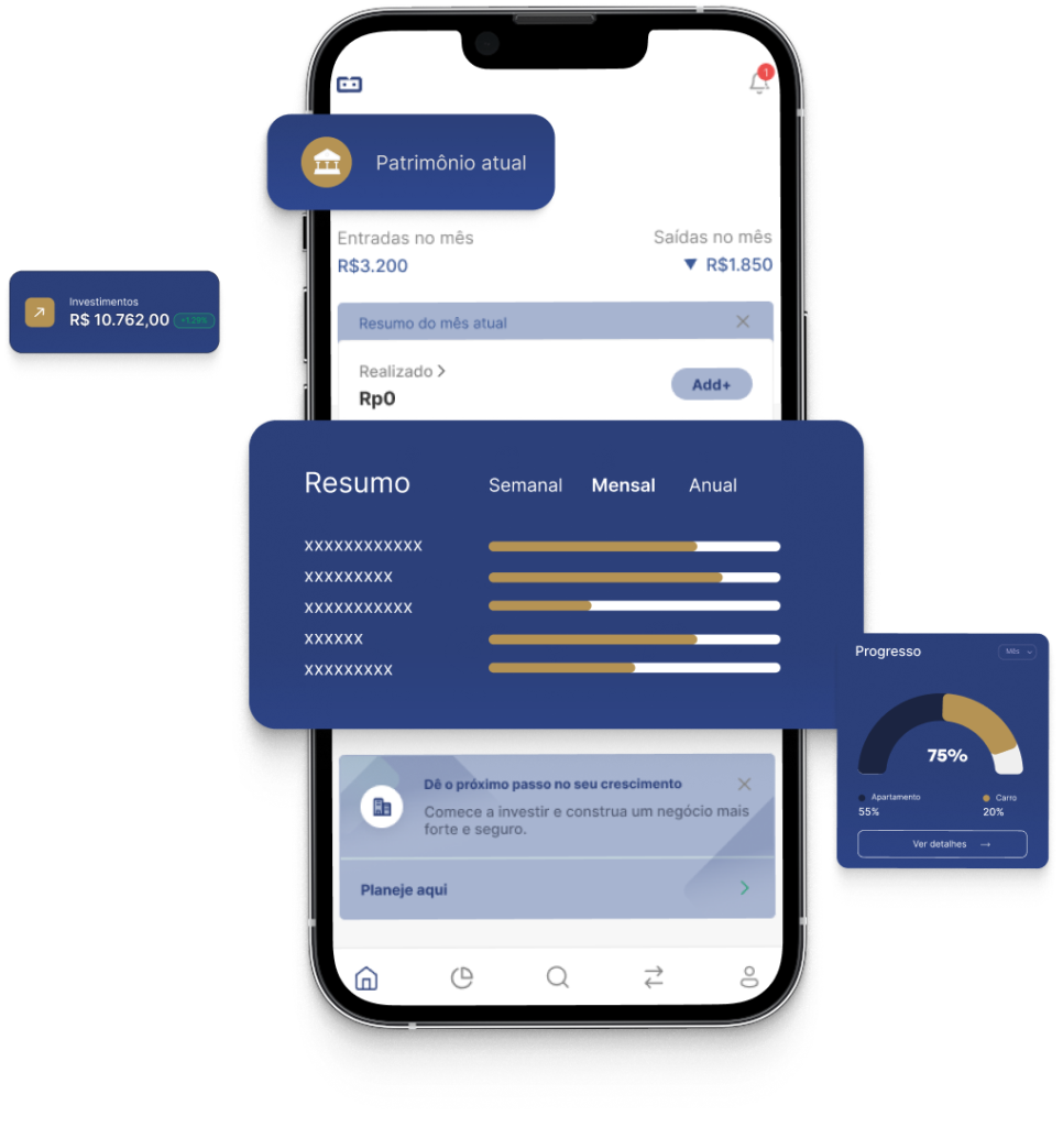 Mockup mobile - Trienza planejamento financeiro